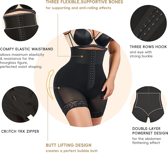 Women’s Tummy Control Shapewear Shorts – High Waisted Strapless Body Shaper Compression Girdle