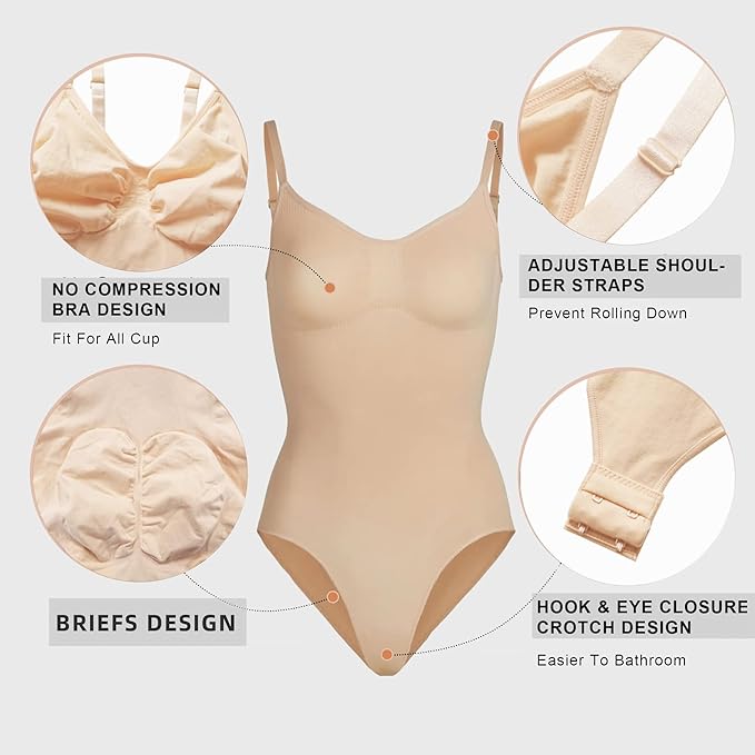 Women’s Seamless Tummy Control Bodysuit – Waist Shaping Thong/Brief Shaper