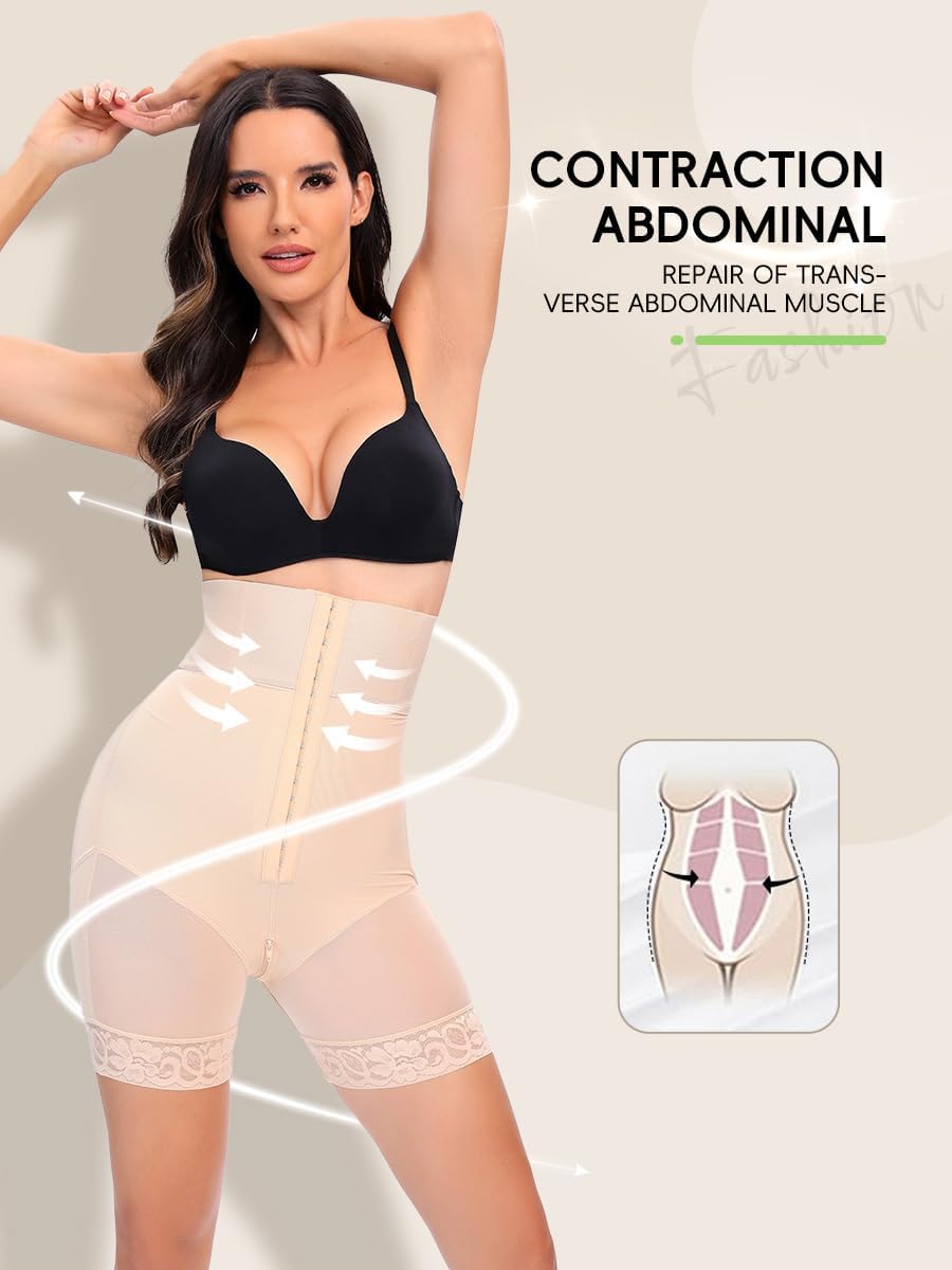Women’s Tummy Control Shapewear Shorts – High Waisted Strapless Body Shaper Compression Girdle
