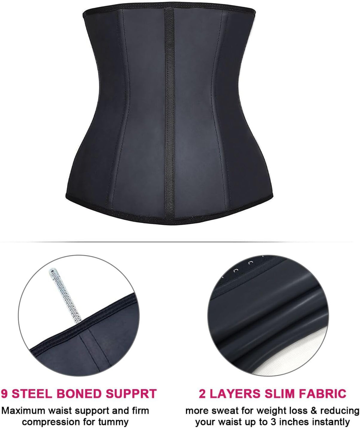 Women's Underbust Latex Sport Girdle Waist Trainer Corsets Hourglass Body Shaper