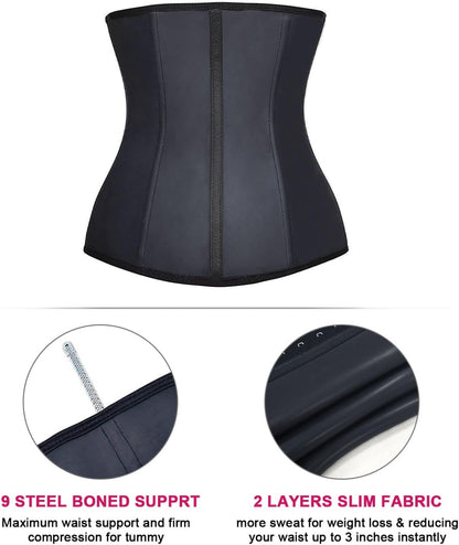 Women's Underbust Latex Sport Girdle Waist Trainer Corsets Hourglass Body Shaper