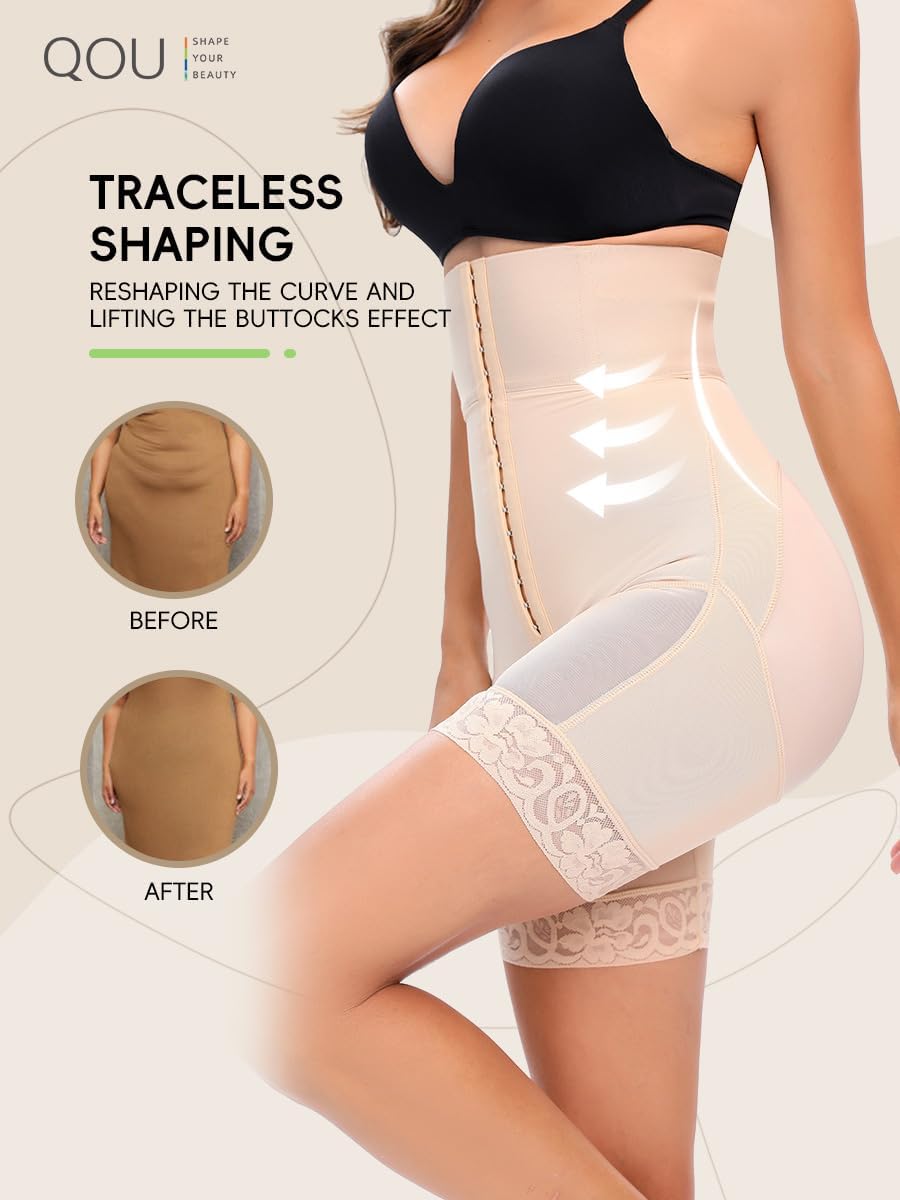 Women’s Tummy Control Shapewear Shorts – High Waisted Strapless Body Shaper Compression Girdle