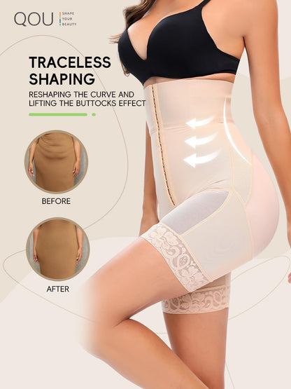 Women’s Tummy Control Shapewear Shorts – High Waisted Strapless Body Shaper Compression Girdle