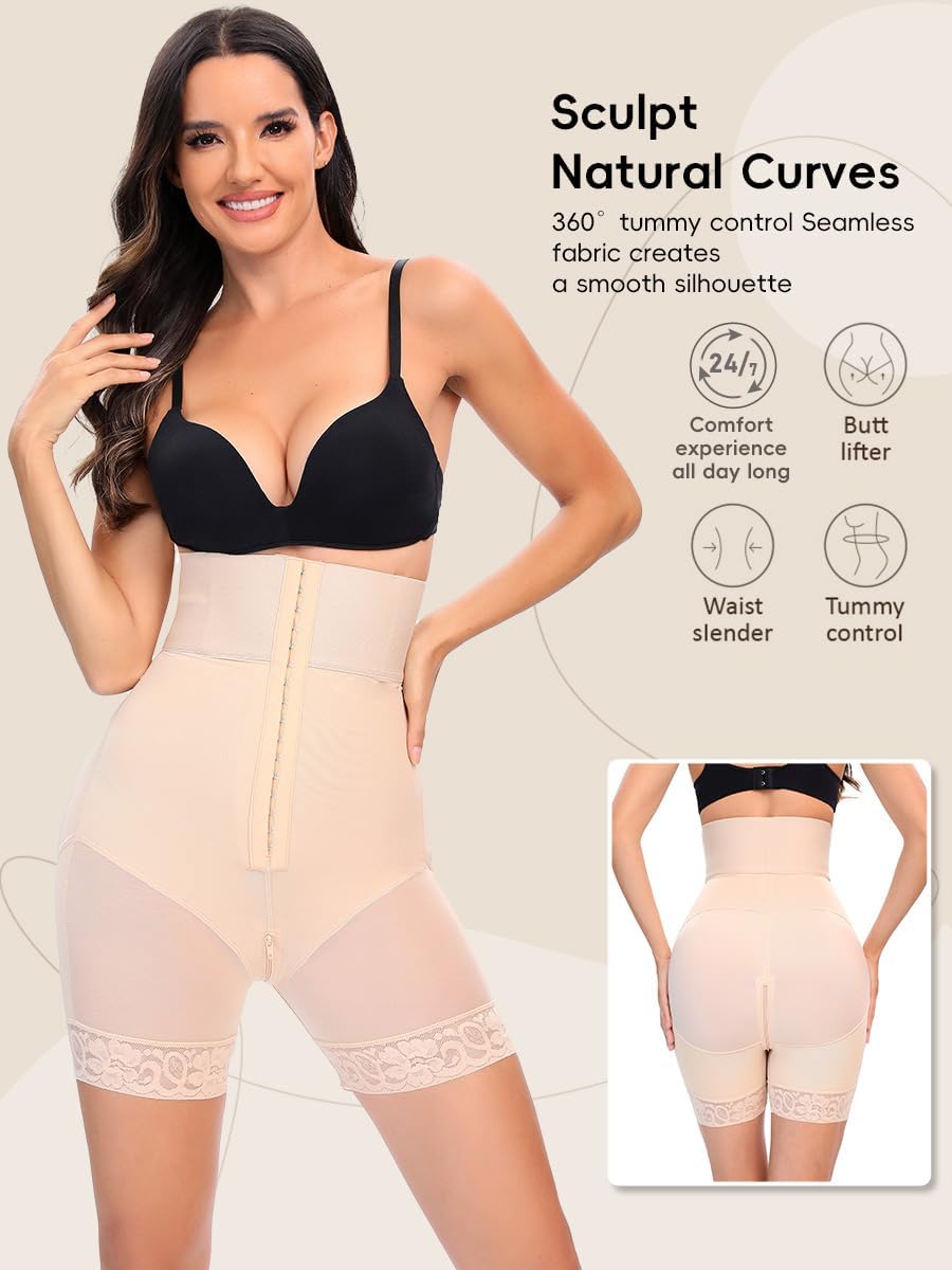 Women’s Tummy Control Shapewear Shorts – High Waisted Strapless Body Shaper Compression Girdle