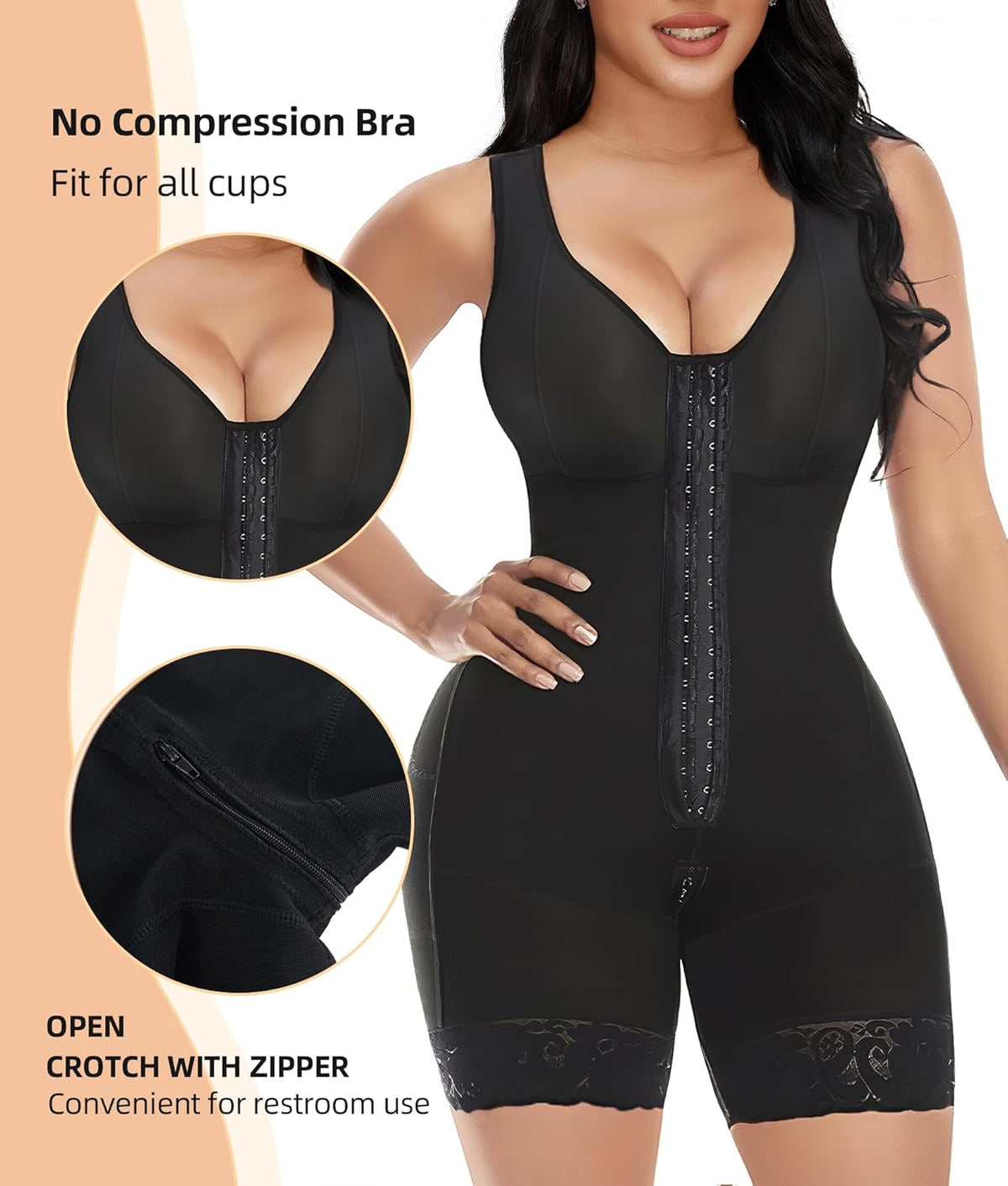 Women’s Tummy Control Full Body Shaper – Butt Lifter with Zipper Crotch