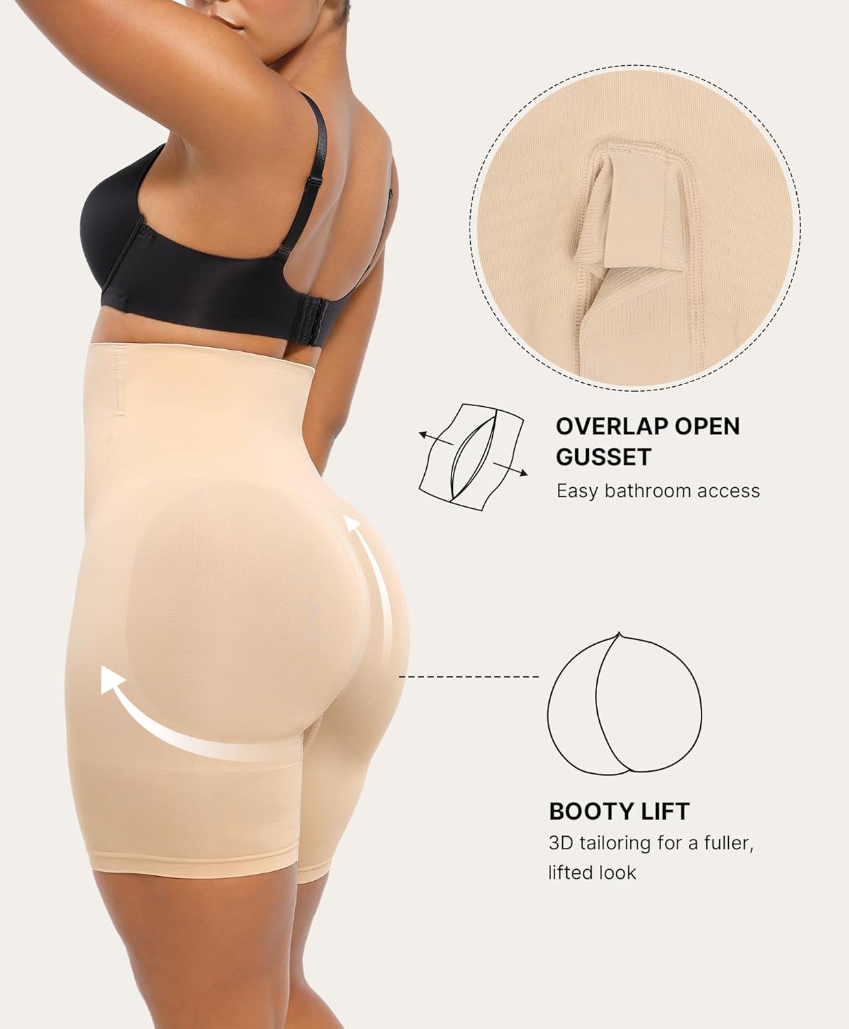 SHAPELLX Women’s Tummy Control Shapewear Shorts – Seamless High Waisted Body Shaper