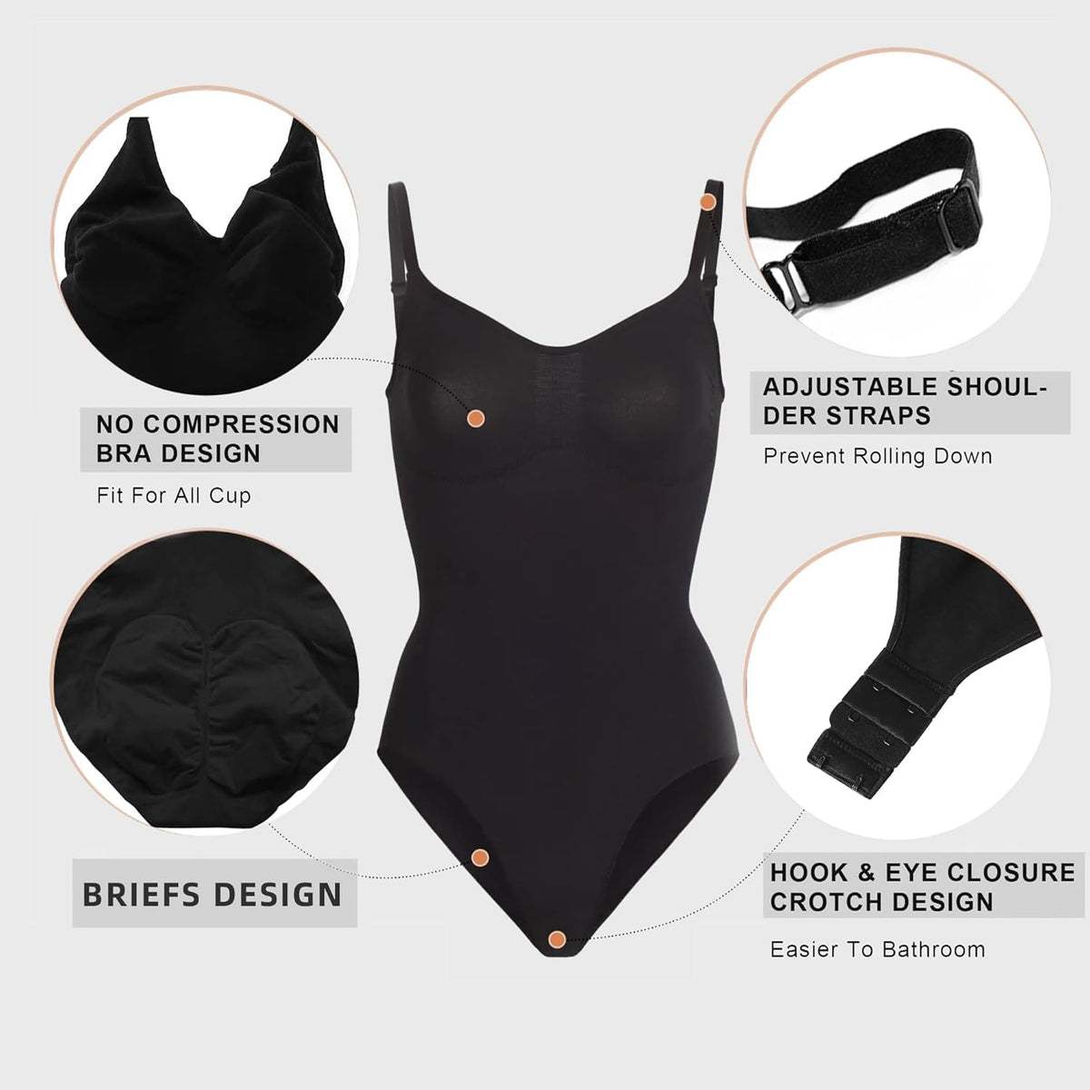 Women’s Seamless Tummy Control Bodysuit – Waist Shaping Thong/Brief Shaper