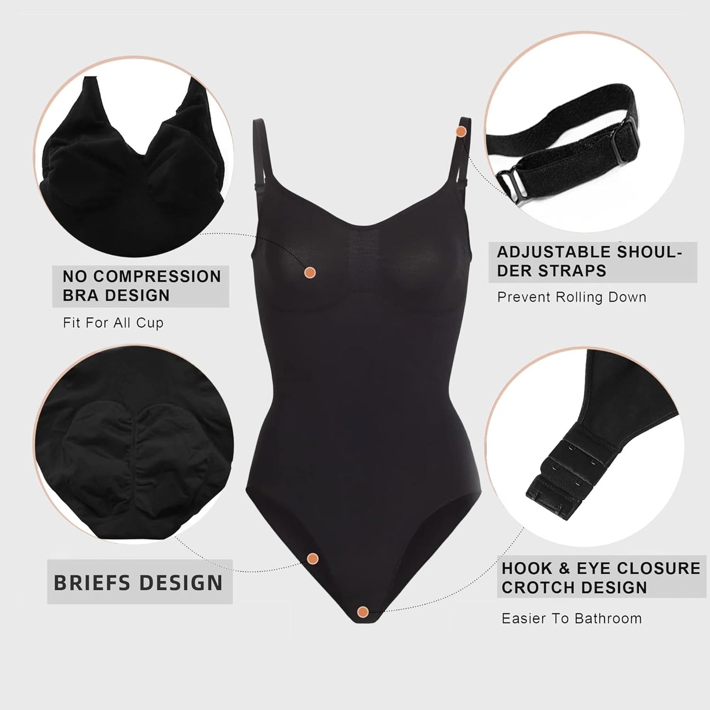 Women’s Seamless Tummy Control Bodysuit – Waist Shaping Thong/Brief Shaper