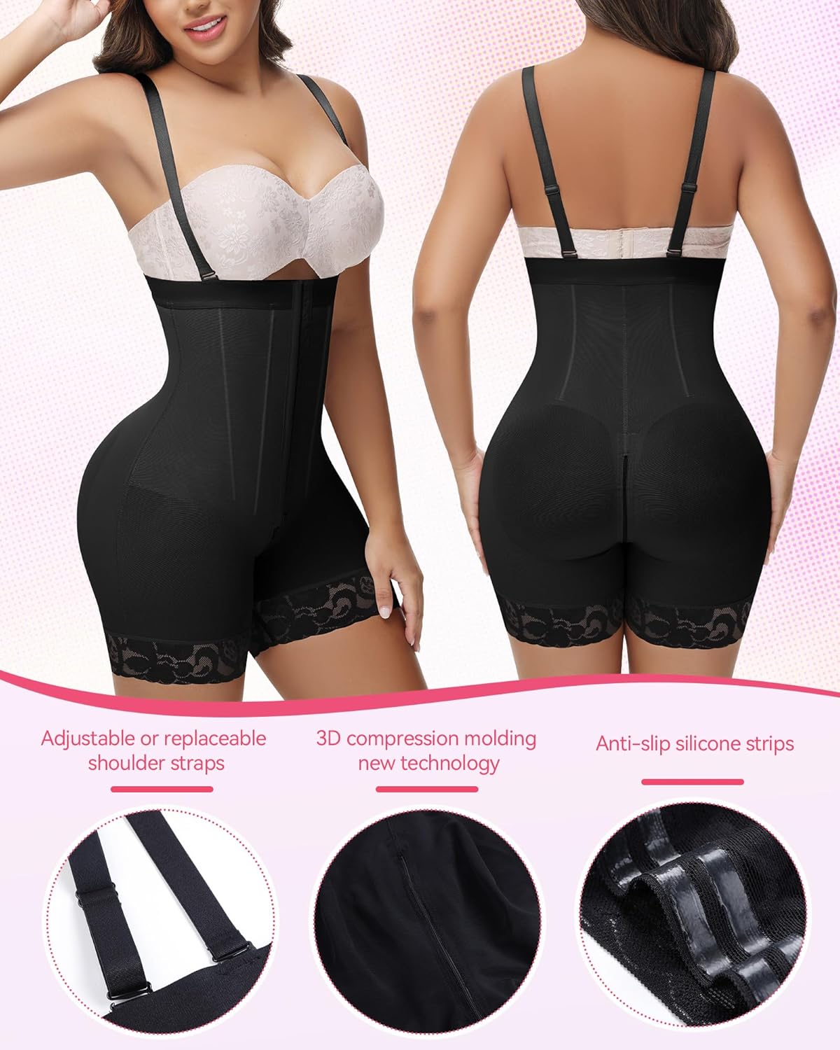 SHAPSHE Women’s Strapless Tummy Control Shapewear – Butt Lifter Compression Garment